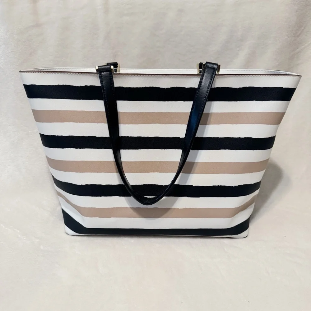 Kate Spade Grant Street Jules Large Tote Grainy Vinyl Striped Bag